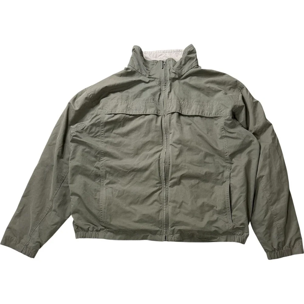 Columbia Sportswear Windbreaker Jacket Y2K XL Olive Green‎ Lightweight Full Zip